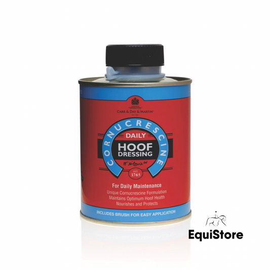 Cornucrescine daily hoof dressing for helping to nourish and maintain healthy hooves in horses and ponies.