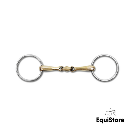 Cupris Double Jointed Loose Ring Bit, This is a copper bit for horses.