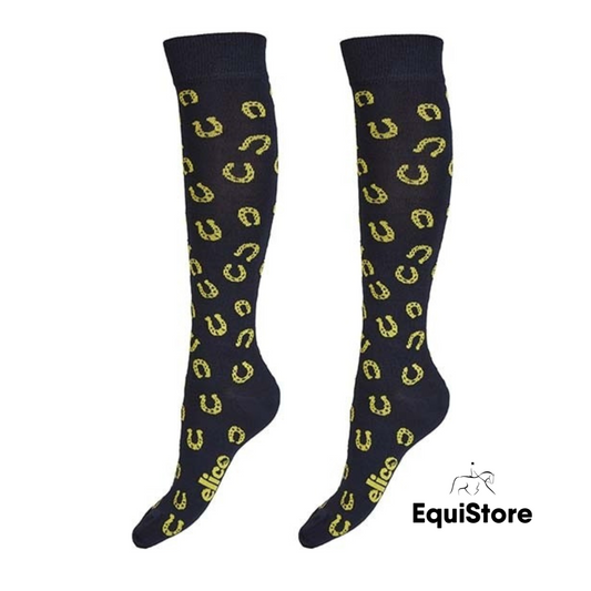 Elico Bamboo Equestrian Socks Horseshoe Navy