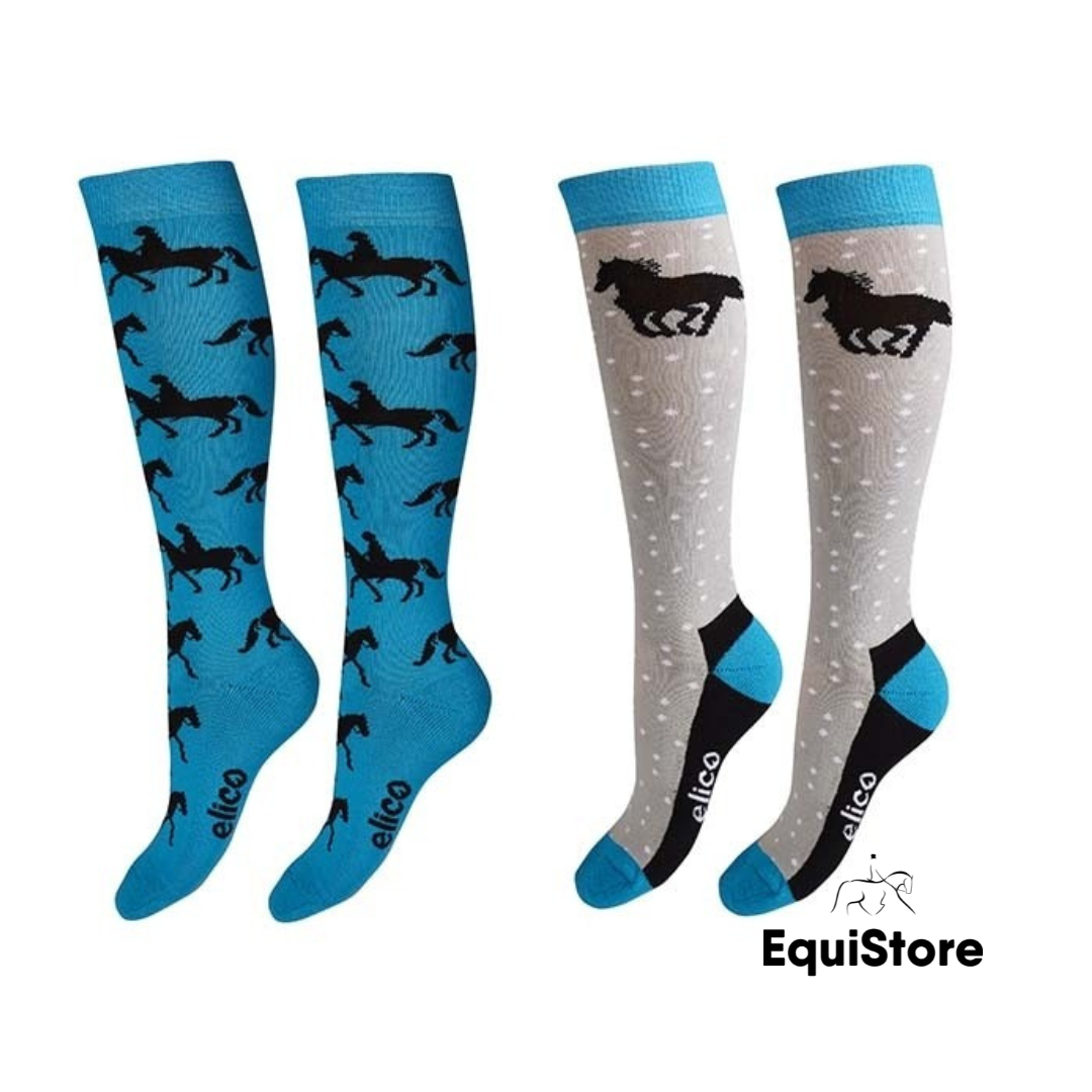 Elico Equestrian Socks 2 Pack Capri