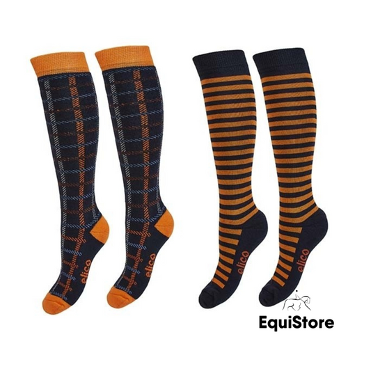 Elico Equestrian Socks 2 Pack Siena