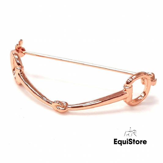 Equitech Rose Gold Snaffle Stock Pin for hunting and other equestrian activities such as dressage or eventing