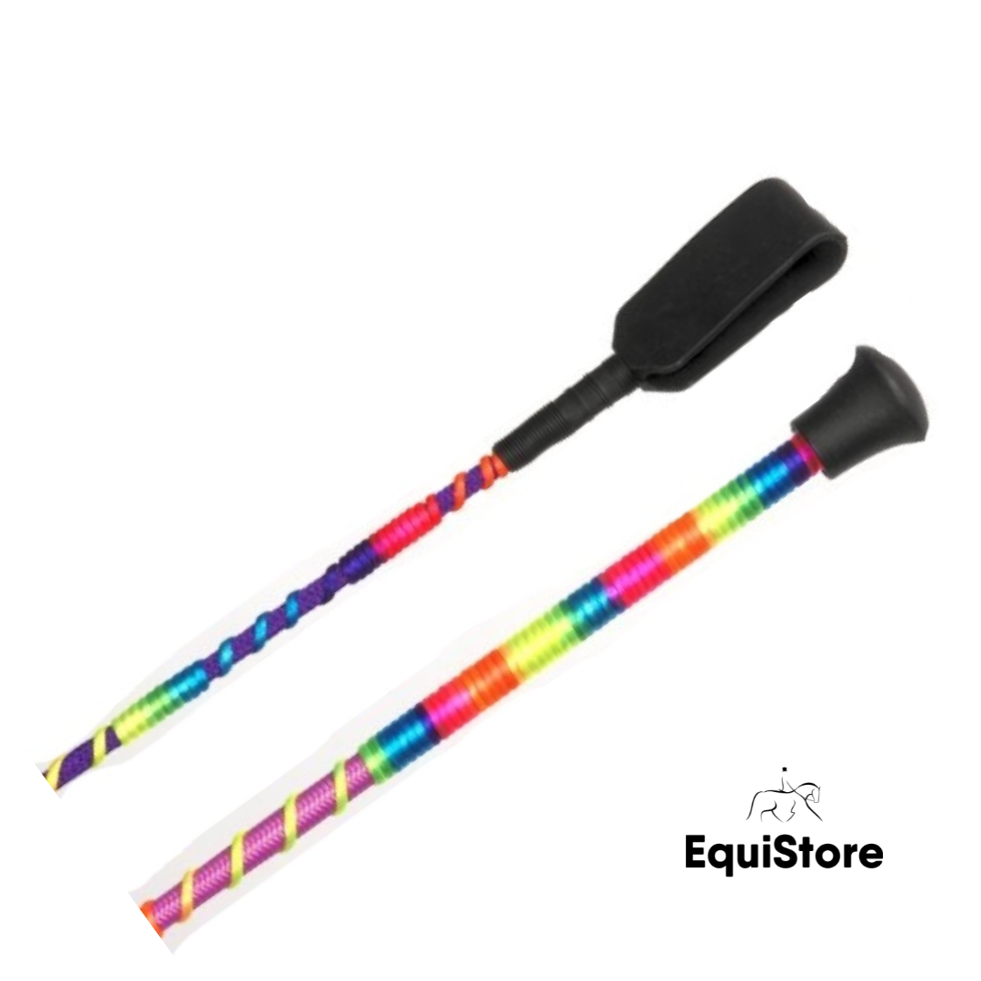 EquiSential Rainbow Glow Whip for horse riding