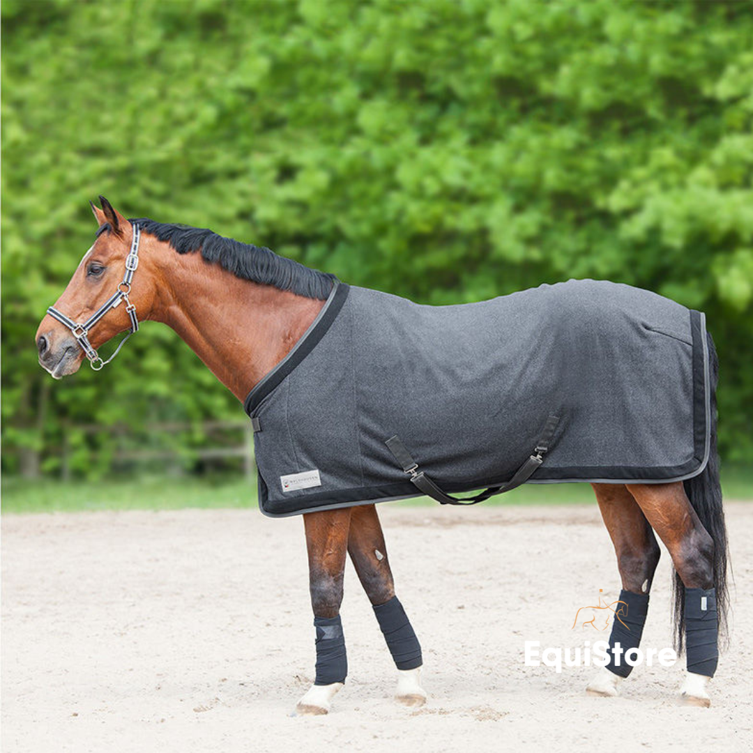 Esperia Two Fleece Rug is a smart travel rug for your horse, in the colours Magnet/Black