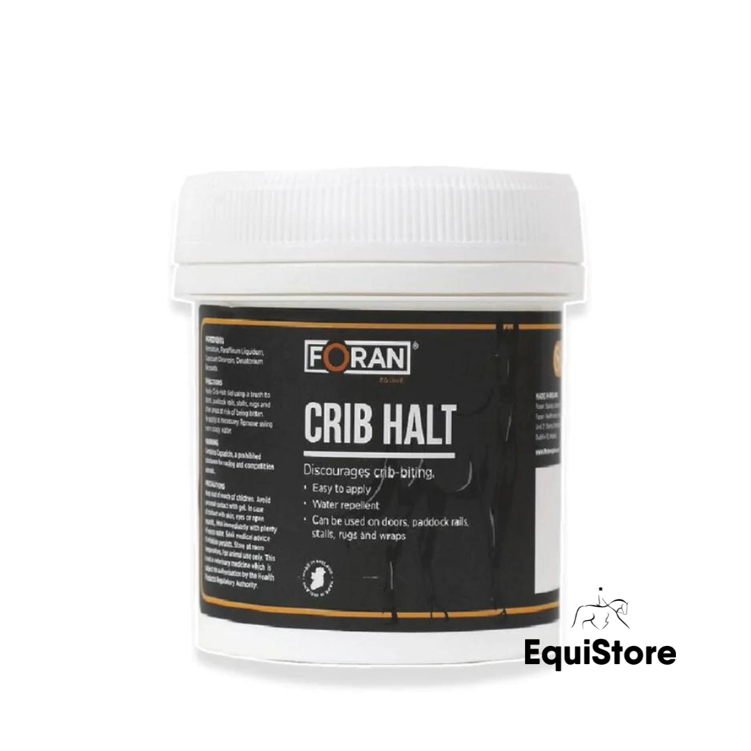 Foran Crib Halt Gel to help stop your horse from cribbing and chewing their door.