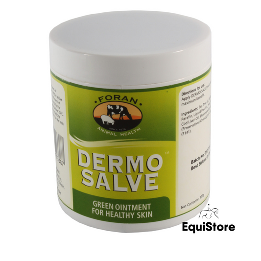 Foran Equine Dermosalve Green ointment for skin healing in horses.