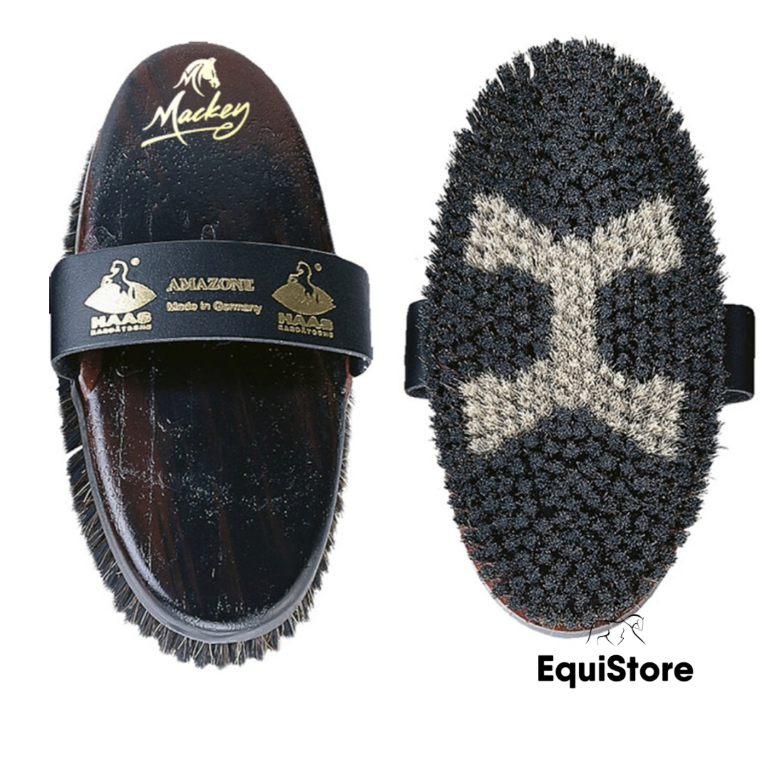 Haas Amazone horsehair body brush for your horse. Premium grooming brush for your horse. 