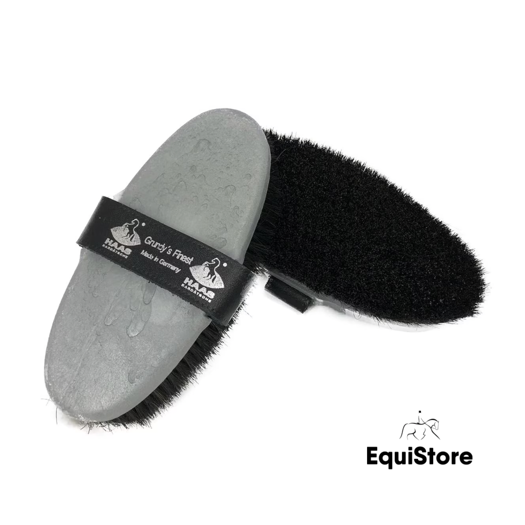 Haas Grundy’s Finest Body Brush in silver, for grooming horses