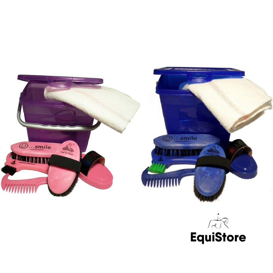 A Haas complete grooming kit for children, available in pink or blue.