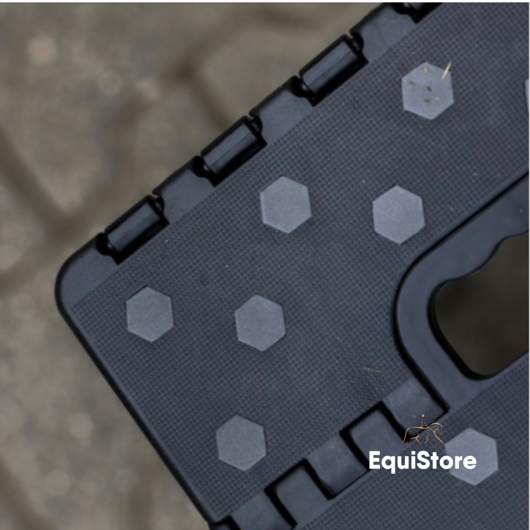 Hippotonic Folding Step Stool and mounting block in black and grey