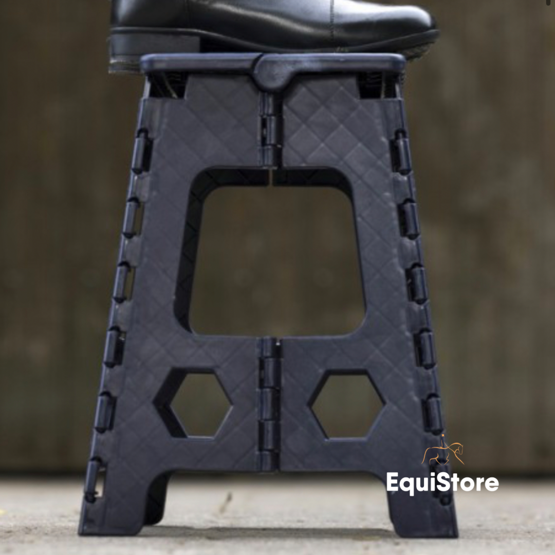 Hippotonic Folding Step Stool and mounting block in black and grey