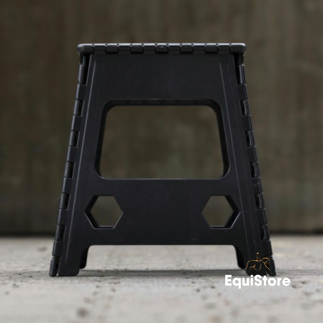 Hippotonic Folding Step Stool and mounting block in black and grey