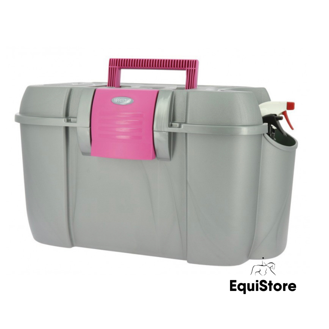 Hippotonic Koala Tack Box, grooming box in silver and fuchsia 