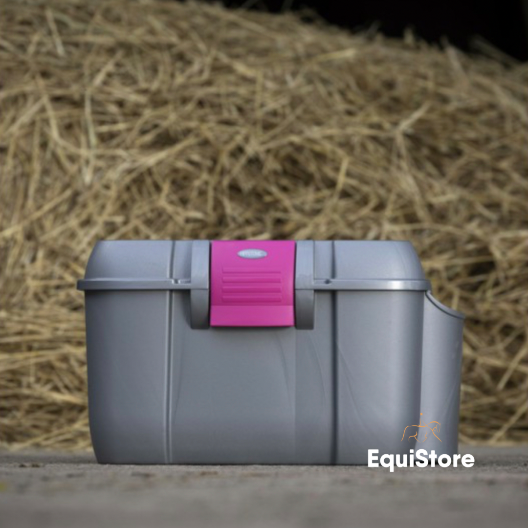 Hippotonic Koala Tack Box, grooming box in silver and fuchsia