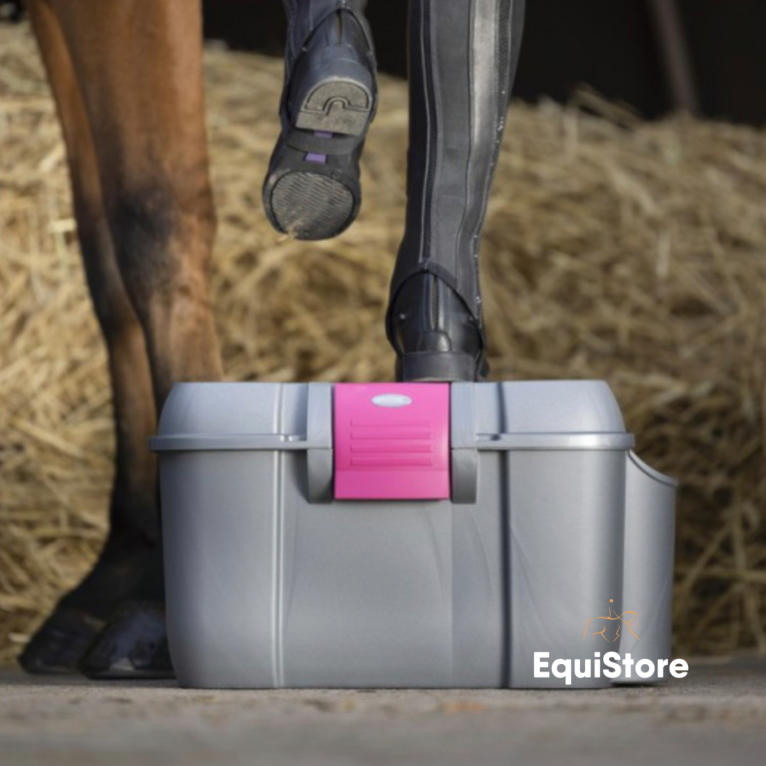 Hippotonic Koala Tack Box, grooming box in silver and fuchsia