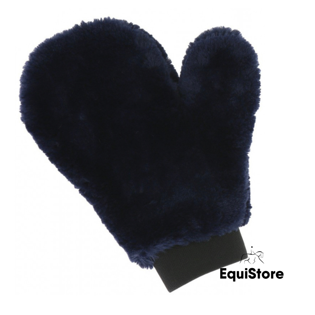 Hippotonic “Teddy” Grooming Mitt, a synthetic sheepskin grooming mitt for your horse.