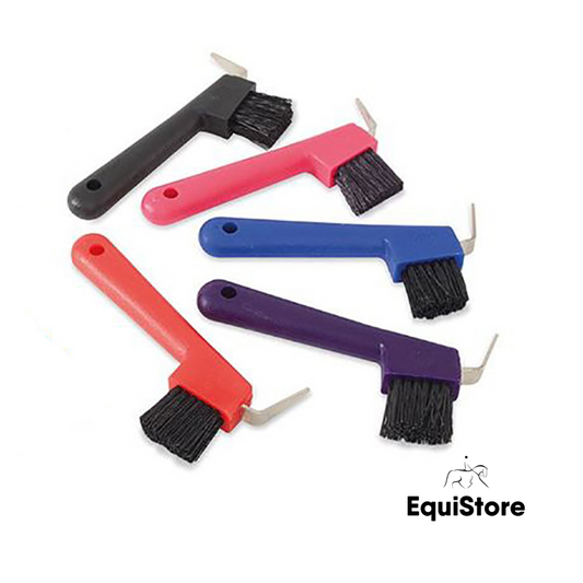 A selection of hoof picks with brush to help clean your horse or ponies hooves.