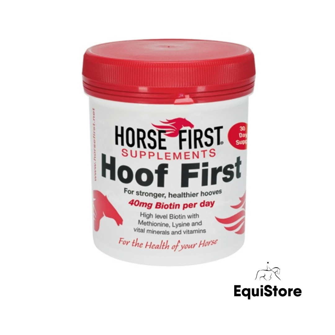Horse First Hoof First a hoof supplement for horses in a 750g tub