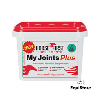 Horse First My Joints PLUS an advanced joint and mobility supplement for horses in a 1.5kg tub