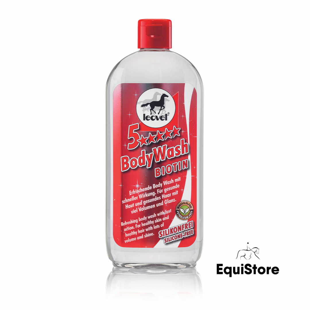 Leovet specialised equine bodywash, silicone free shampoo containing added biotin for horses. 5 star.