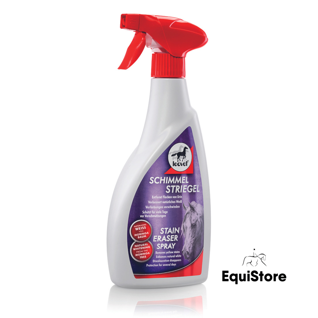 The Leovet Shiny White Stain Eraser is a spray ideal for the grooming of horses or ponies that are grey 
