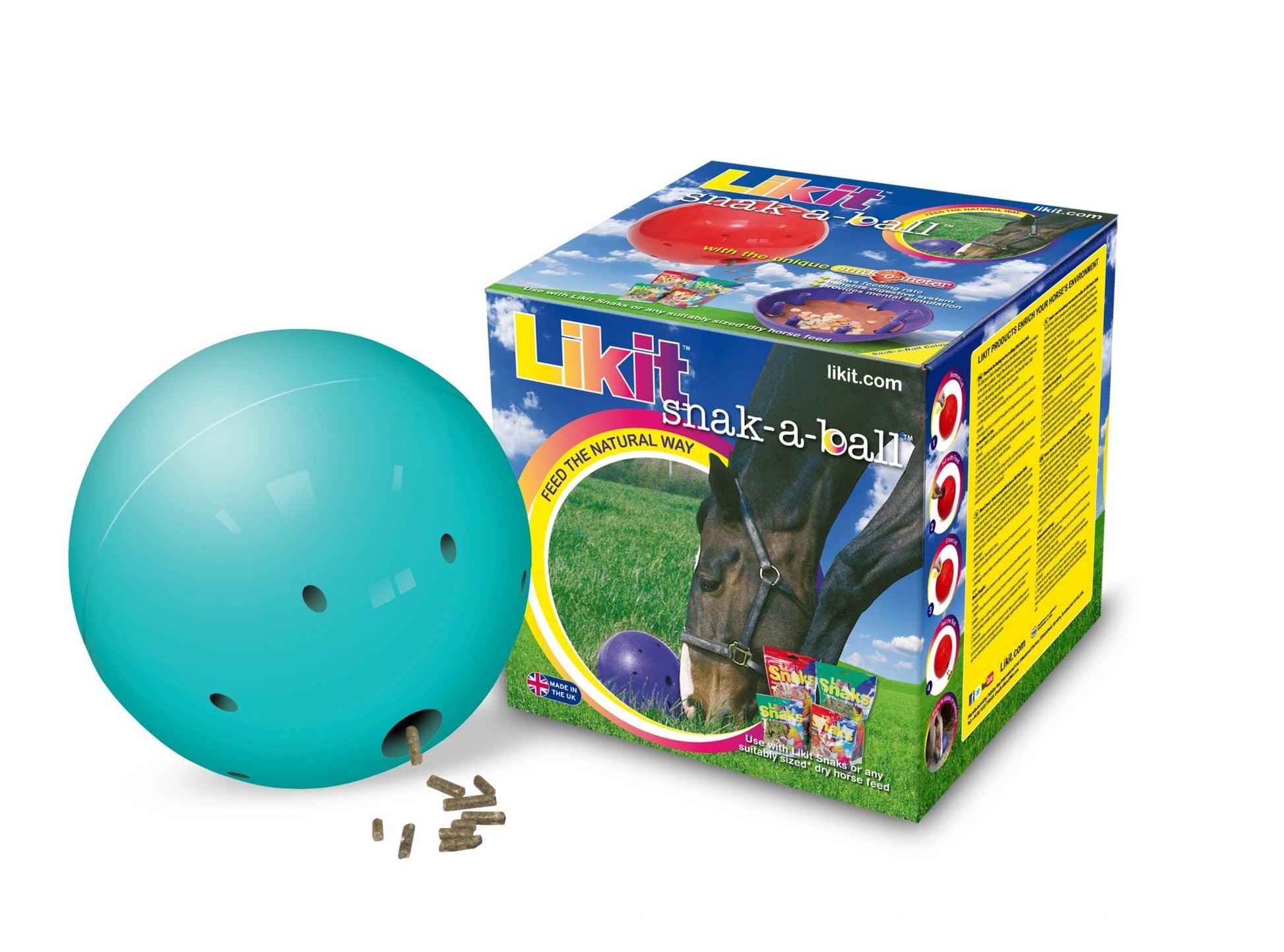 Likit Snack A Ball, a horse treat toy for equine enrichment.