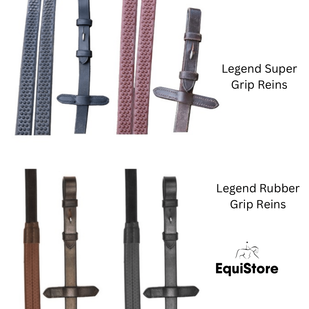 Mackey Legend Rubber Grip Reins compared to Mackey Legend Super Grip Reins.