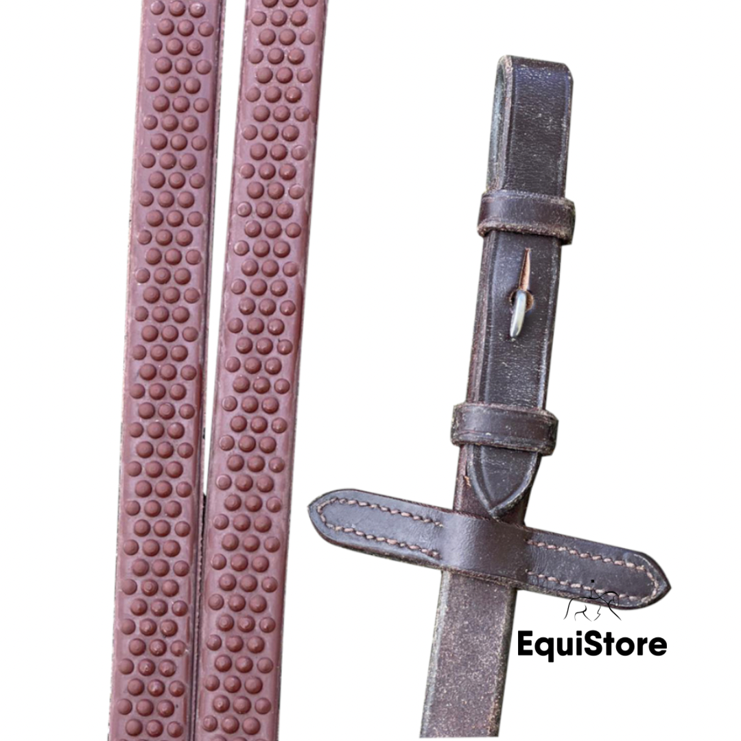 Mackey Legend Super Grip Reins - Brown. For your horses bridle.