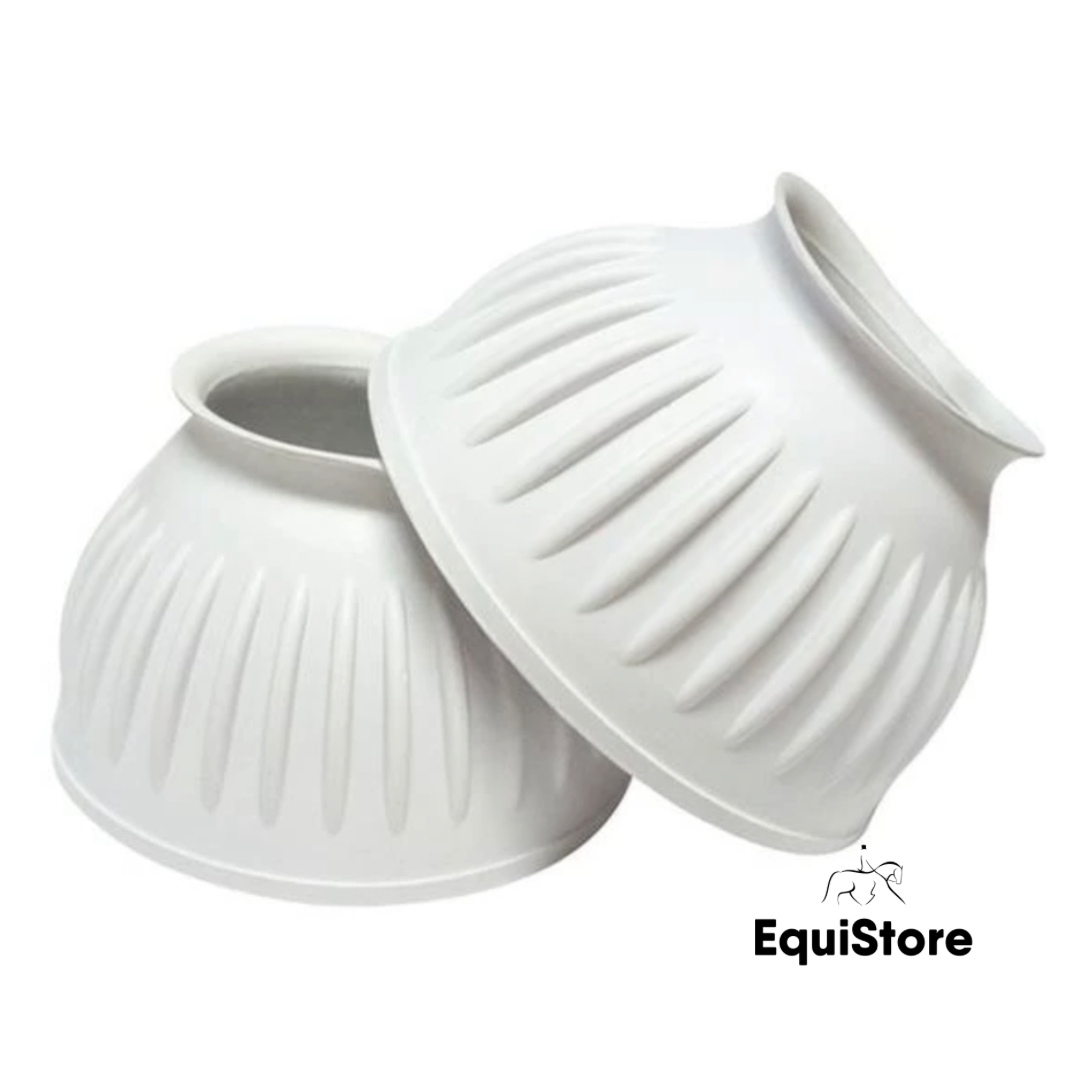 Mackey Pull On Overreach Boots in white, for protecting your horses heels.