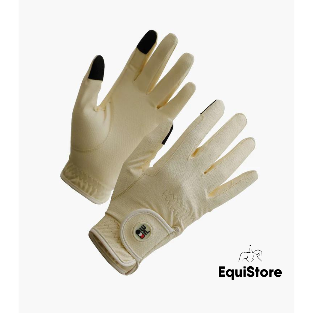 Premier Equine Metaro Ladies Riding Gloves - Touch Screen gloves in champagne