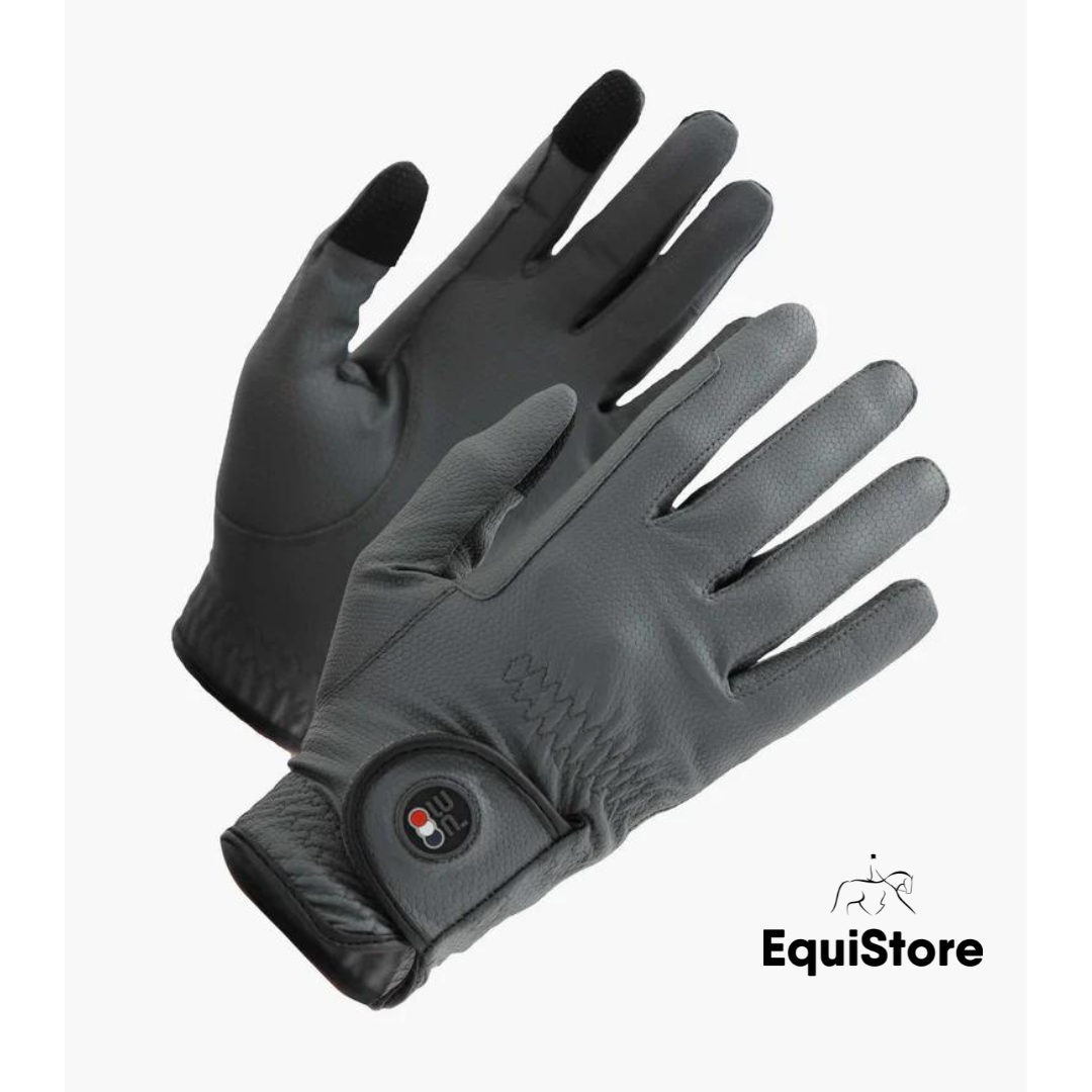 Premier Equine Metaro Ladies Riding Gloves - Touch Screen gloves in grey
