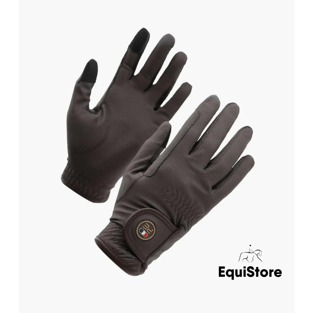 Premier Equine Metaro Ladies Riding Gloves - Touch Screen gloves in brown