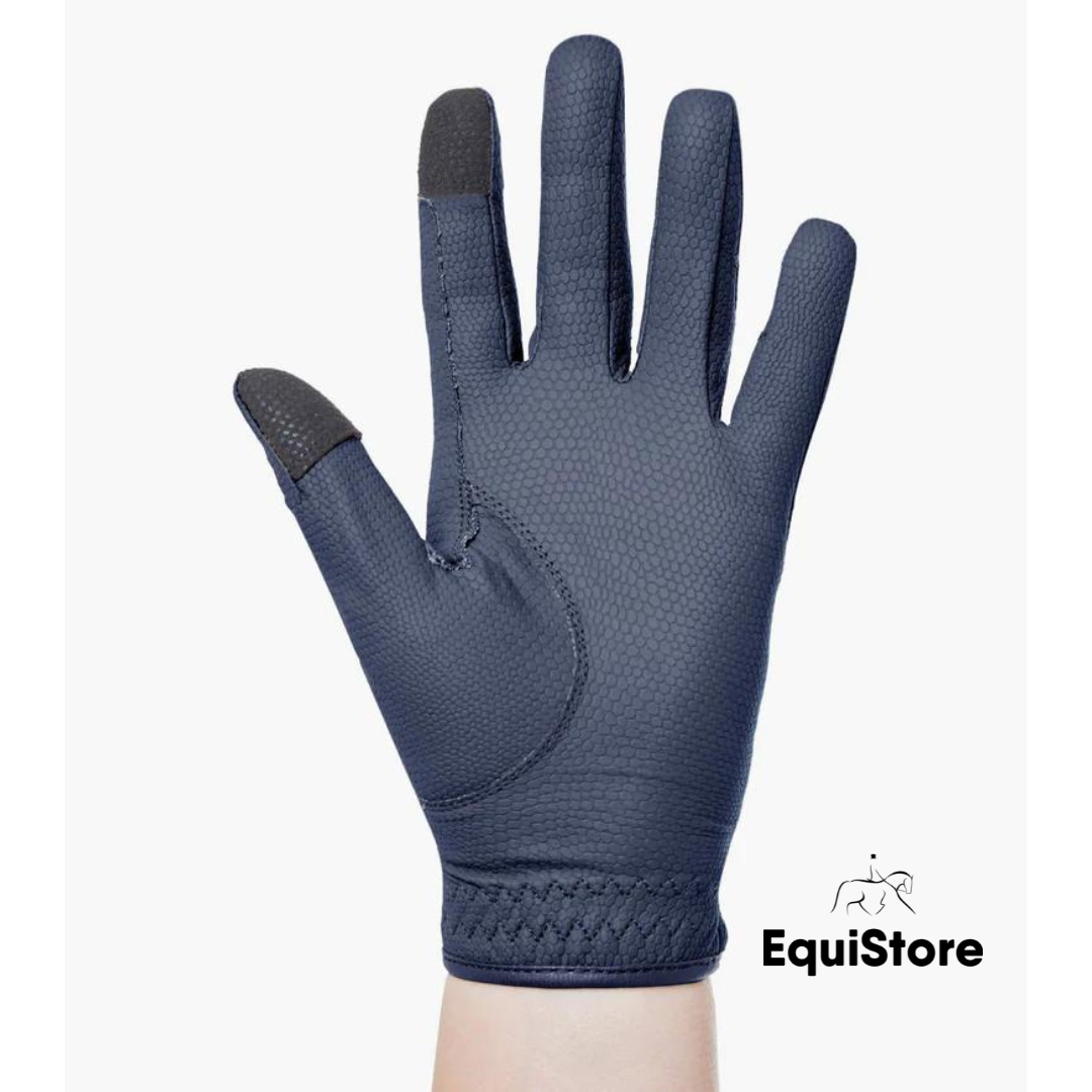 Premier Equine Metaro Ladies Riding Gloves - Touch Screen gloves in navy