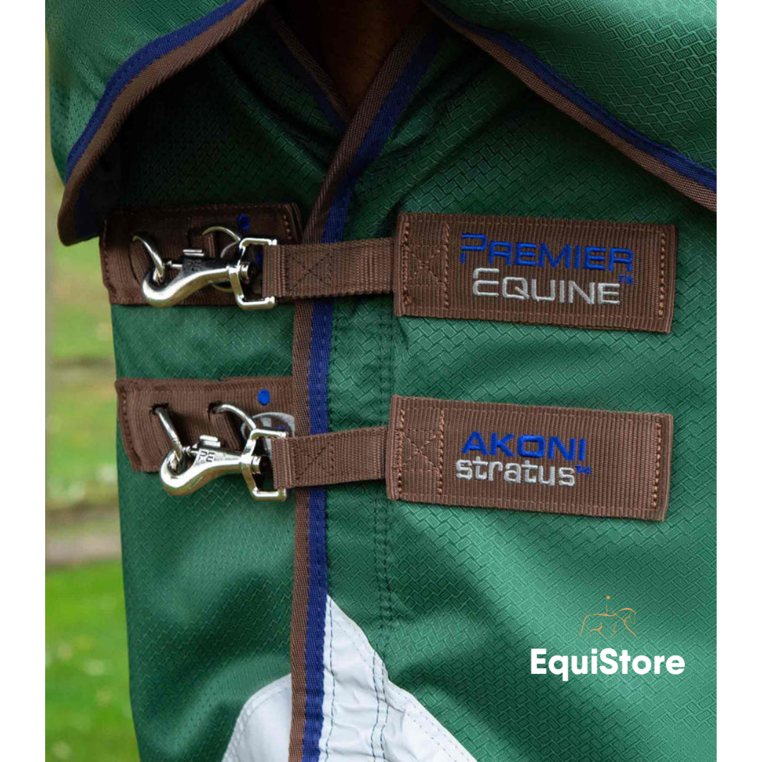 Premier Equine Akoni 0g Turnout Rug with Classic Neck Cover in green