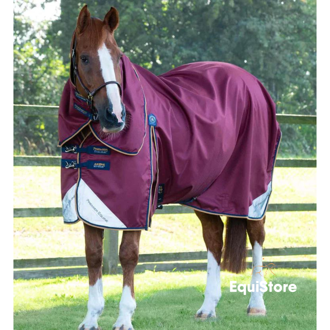 Premier Equine Akoni 0g Turnout Rug with Classic Neck Cover in wine