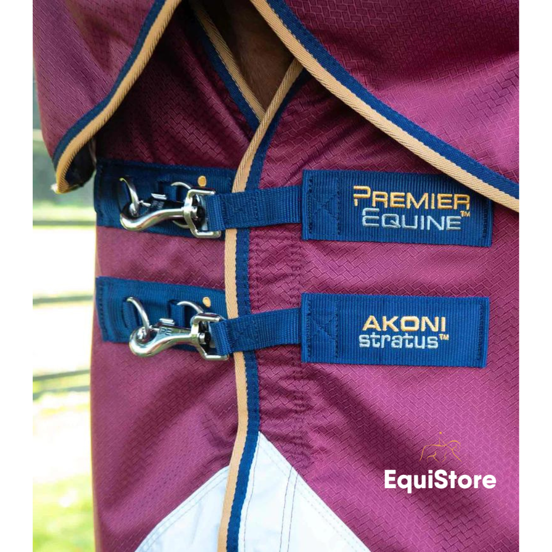 Premier Equine Akoni 0g Turnout Rug with Classic Neck Cover in wine