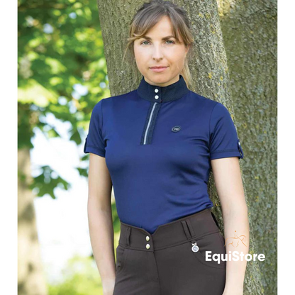 Premier Equine Amia Ladies Technical Short Sleeve Riding Top in navy