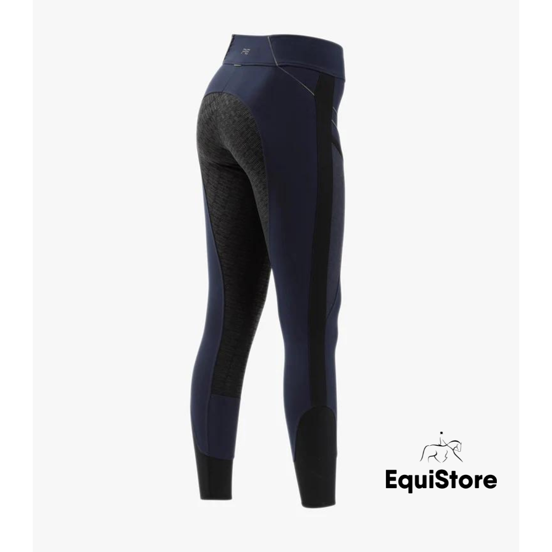 Premier Equine Astrid Girls Full Seat Gel Pull On Riding Jodhpur Tights in Navy