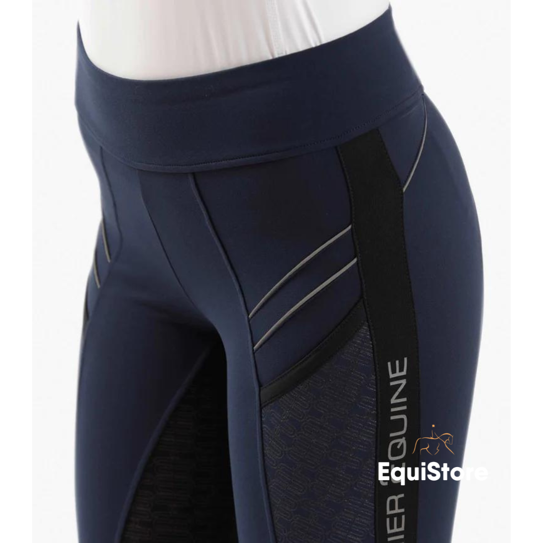 Premier Equine Astrid Girls Full Seat Gel Pull On Riding Jodhpur Tights in Navy