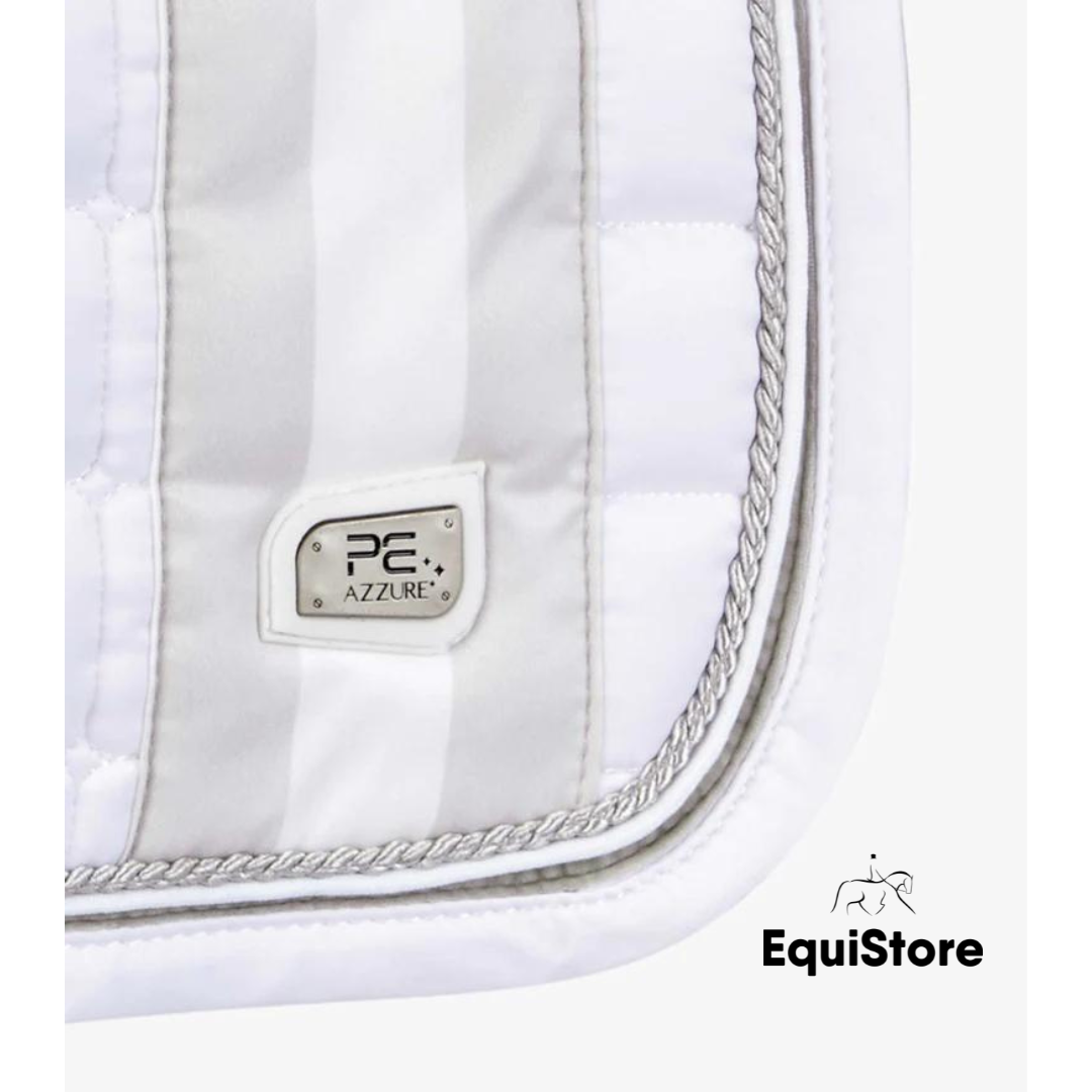 Premier Equine Azzure Anti-Slip Satin GP/ Jump Square saddle pad in white
