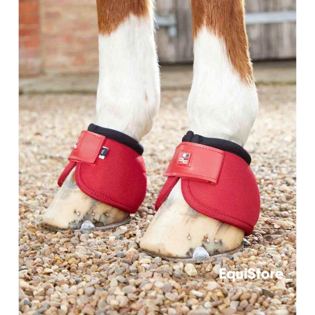 Premier Equine Ballistic No-Turn Over Reach Boots in red