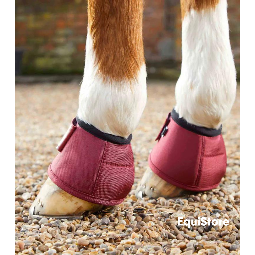 Premier Equine Ballistic No-Turn Over Reach Boots in burgundy