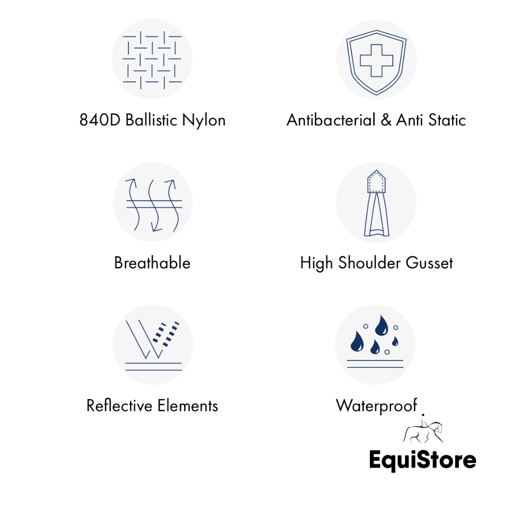 Premier Equine Buster 200g Turnout Rug with Snug-Fit Neck Cover for horses, technical information