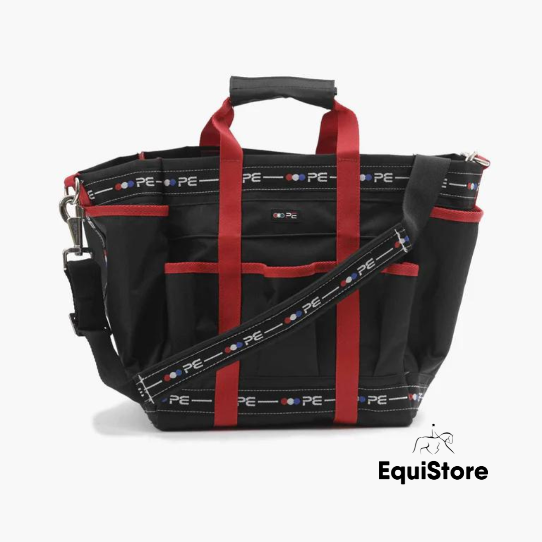 Premier Equine Grooming Kit Bag in black and red