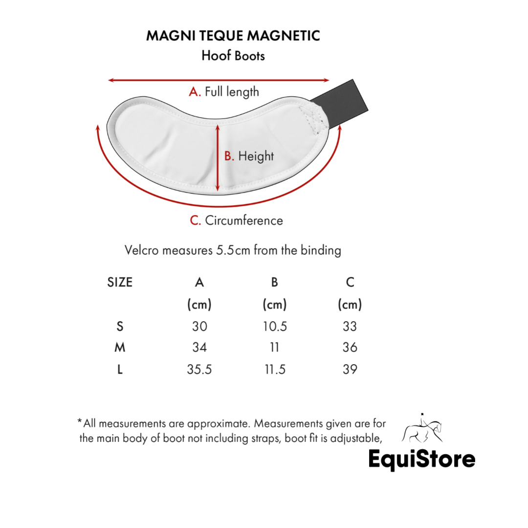 Premier Equine Magni-Teque Magnetic Hoof Boots size guide