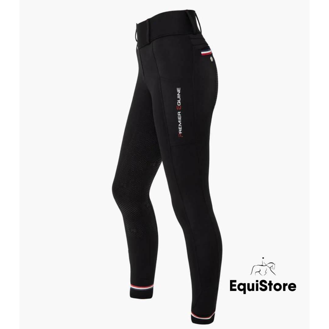 Premier Equine Mirillo Ladies Full Seat Gel Riding Tights in black