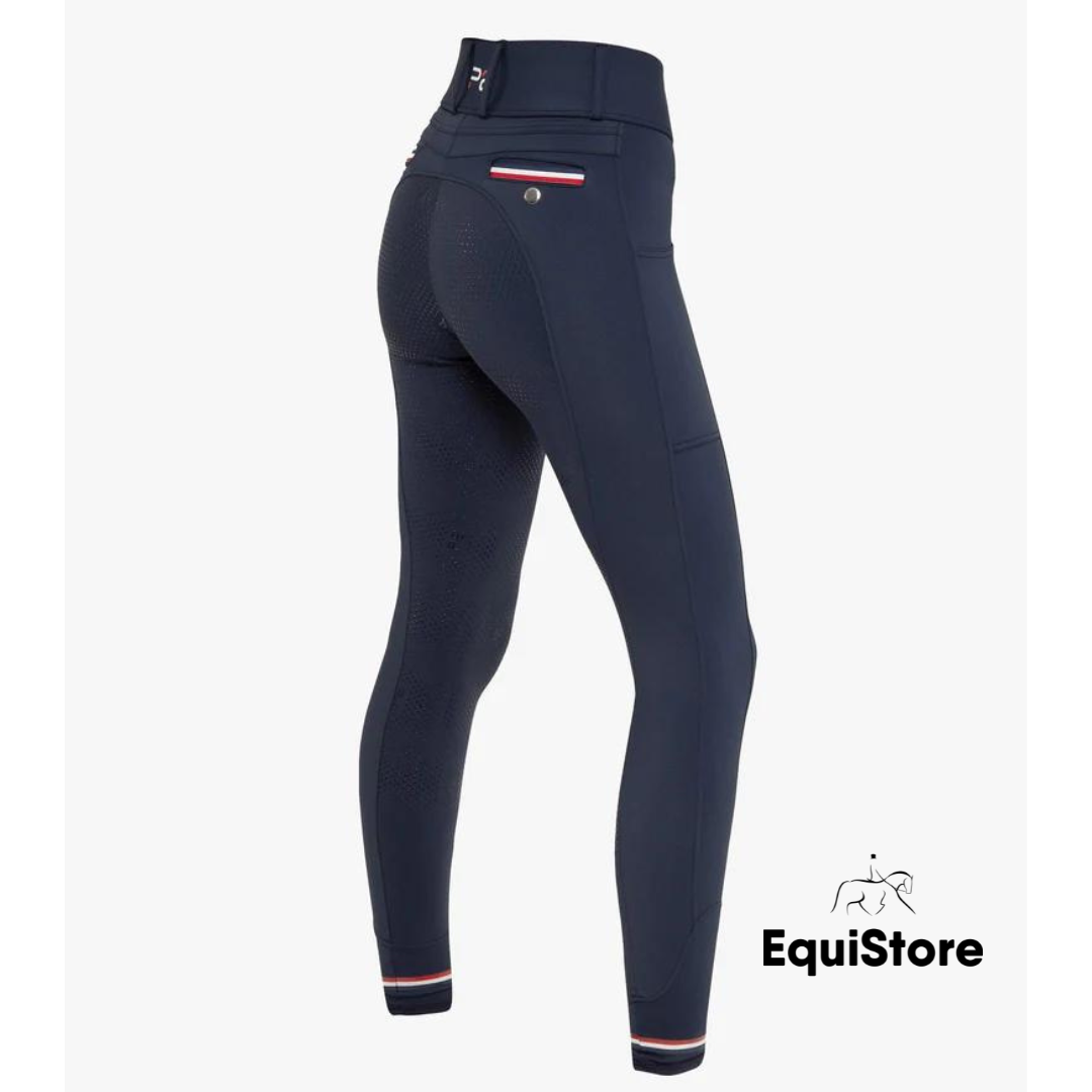 Premier Equine Mirillo Ladies Full Seat Gel Riding Tights - Navy