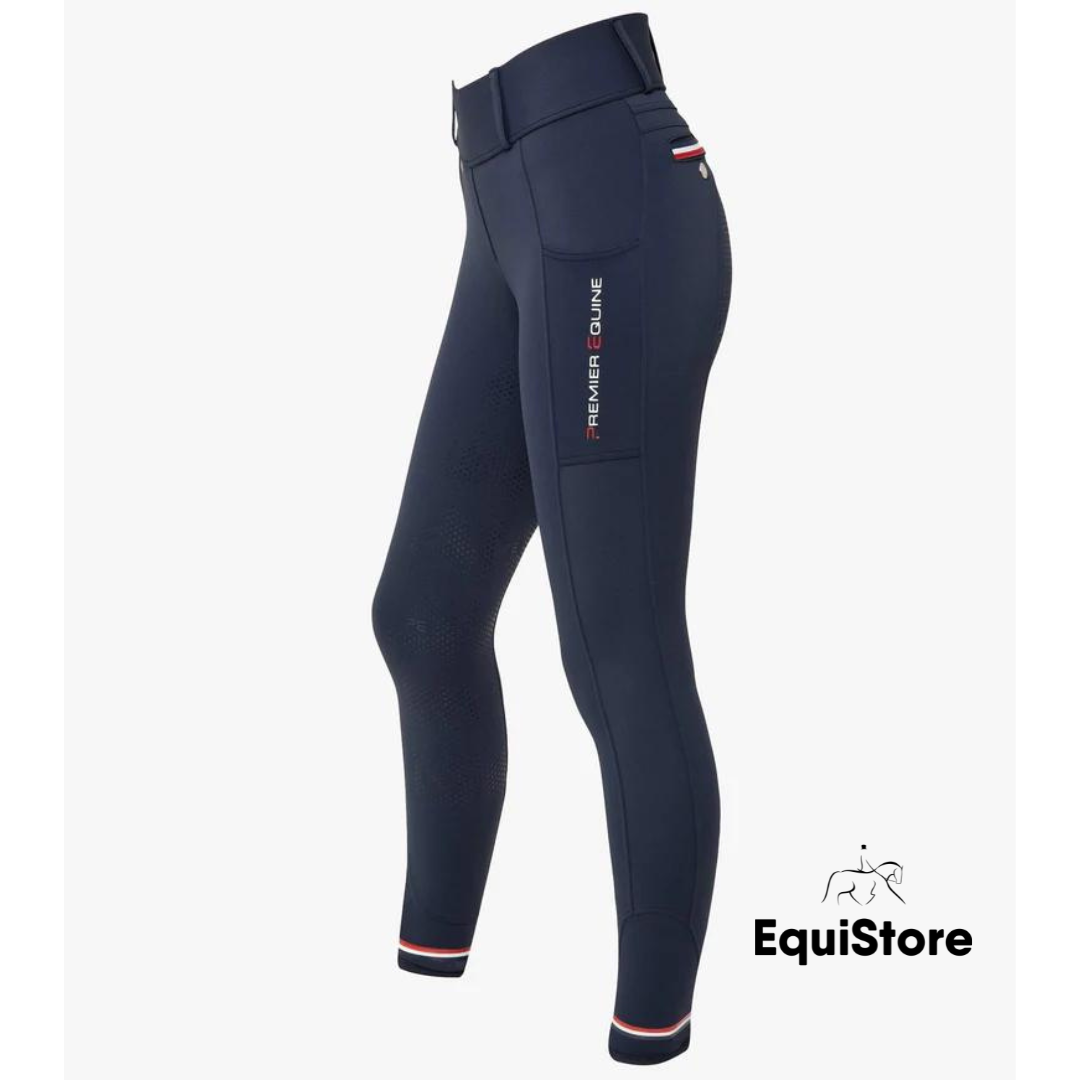 Premier Equine Mirillo Ladies Full Seat Gel Riding Tights - Navy
