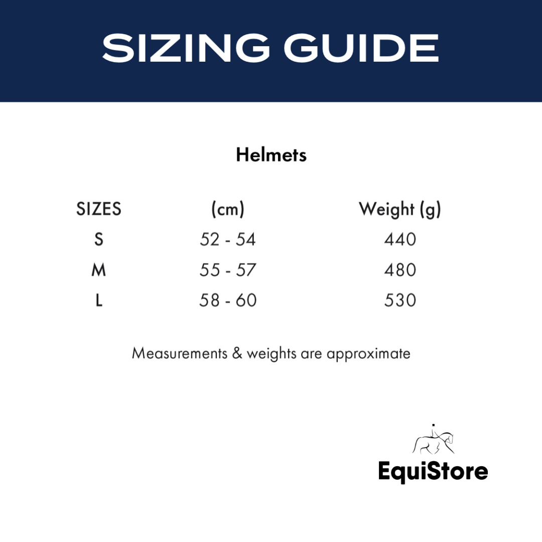 Premier Equine Odyssey Horse Riding Helmet - size guide