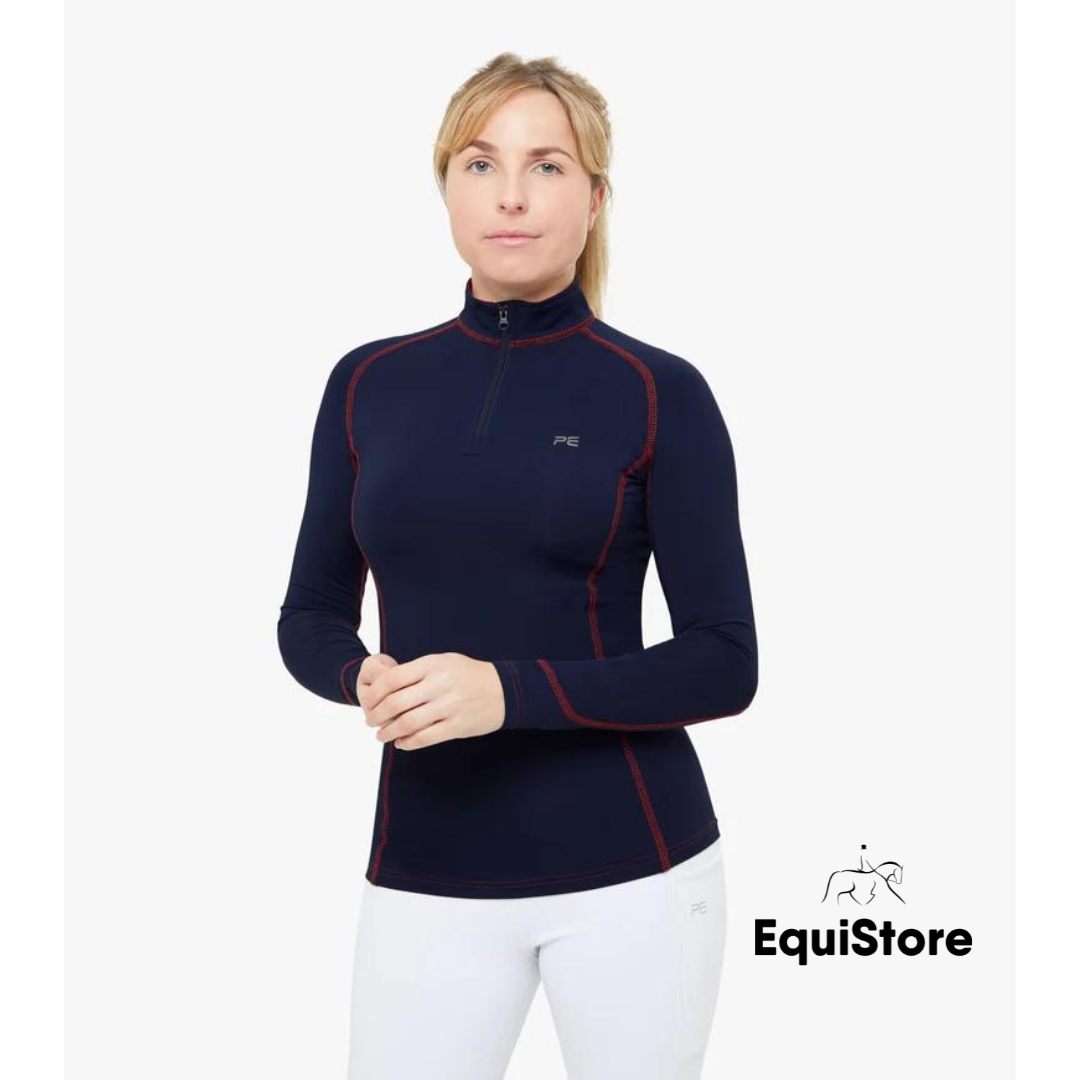Premier Equine Ombretta Ladies Technical Horse Riding Top in navy